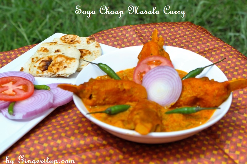 Soya Chaap Masala Curry-Vegetraian Chicken Masala