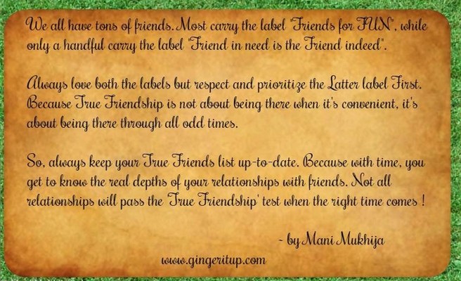 Friendship Quote – Always Keep your ‘True Friends’ List Up to Date!